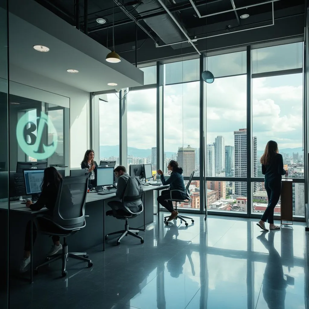 Oficina de Medellín durante jornada de trabajo